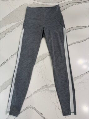 Athleta Gray Leggings XXS White Mesh Trim Athletic Workout Pants